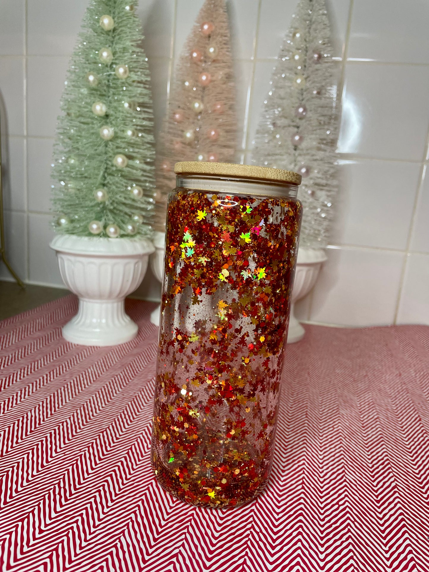 Red, Gold, Orange Fall Leaves SNOWGLOBE